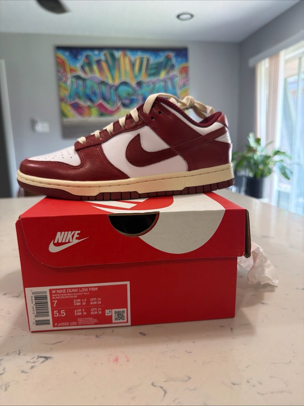Nike Women's Dunk Low PRM White Team Red Coconut Milk FJ4555 100 Size 7